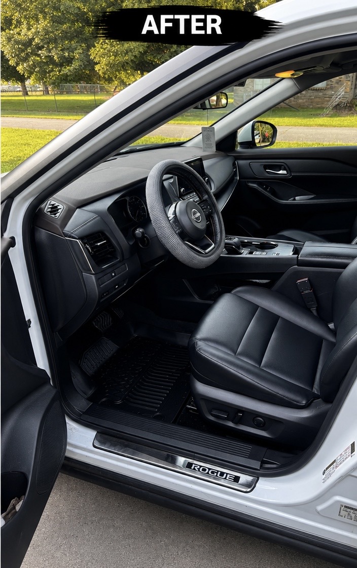 Car interior detailing transformation after