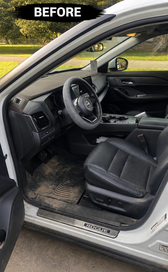 Car interior detailing transformation before